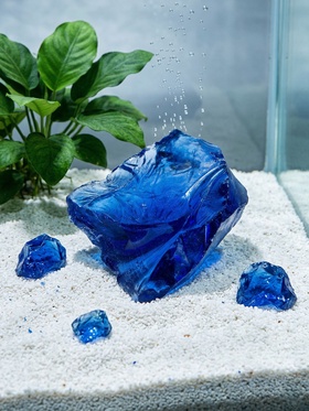 Декоративные камни для аквариума, 3-5 см, 500 г, необработанные, стекло, синие