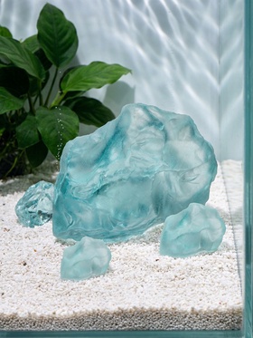 Декоративные камни для аквариума, 3-5 см, 500 г, необработанные, стекло, голубые