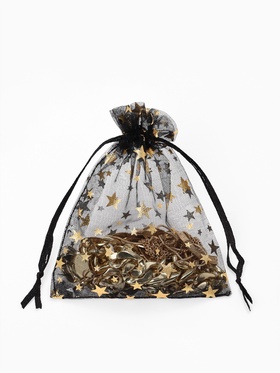 Набор мешочков подарочных 100 шт. «Звёздный дождь», 10×12 см, чёрный с золотом