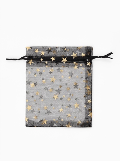 Набор мешочков подарочных 100 шт. «Звёздный дождь», 10×12 см, чёрный с золотом