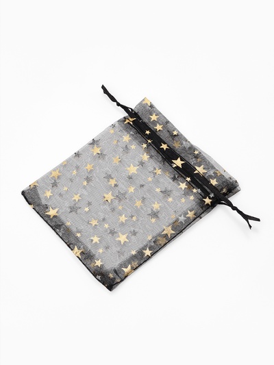 Набор мешочков подарочных 100 шт. «Звёздный дождь», 10×12 см, чёрный с золотом