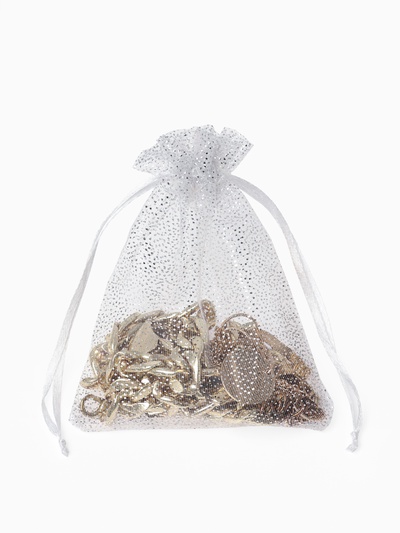 Набор мешочков подарочных 100 шт. «Тиснение», 10×12 см (±1 см), бело-серебристый