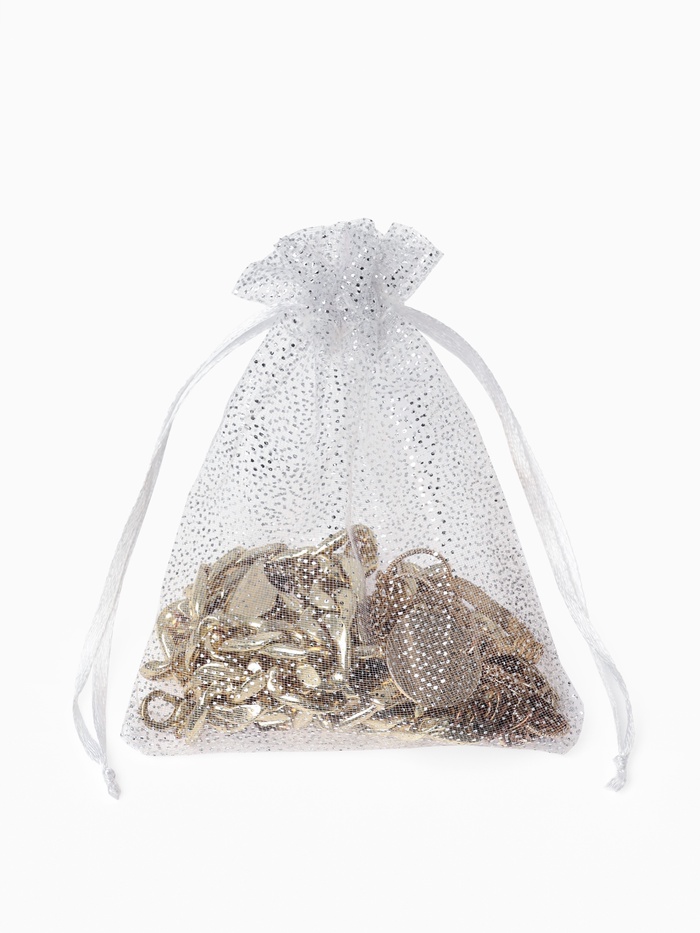 Набор мешочков подарочных 100 шт. «Тиснение», 10×12 см (±1 см), бело-серебристый - Фото 1