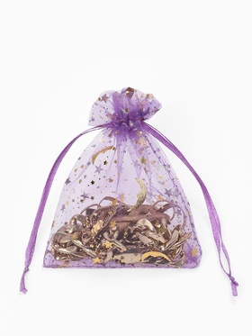 Набор мешочков подарочных 100 шт. «Звёзды с месяцем», 10×12.5 см, фиолетовый с золотом