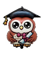 Воздушный шар фольгированный 24" "Сова выпускник" 10963992