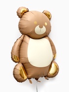 Воздушный шар фольгированный 35" «Мишка», коричневый с золотом 10967955