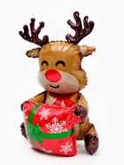 Воздушный шар фольгированный 3D 38" "Олень с подарком", только под воздух - фото 123133840