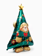 Воздушный шар фольгированный 60" "Мишка с елкой", только под воздух - фото 9537042