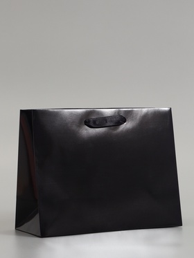 Пакет подарочный ламинированный горизонтальный «Чёрный», MS 23×18×10 см