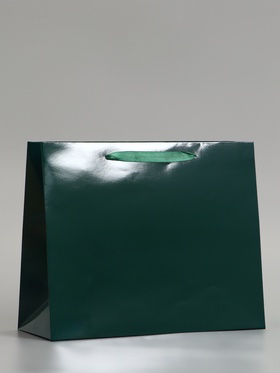 Пакет подарочный ламинированный горизонтальный «Изумрудный», M 32×26×12 см