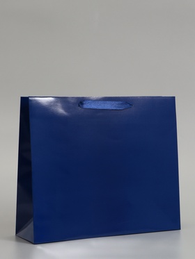 Пакет подарочный ламинированный горизонтальный «Синий», M 30×25.5×9 см