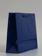 Пакет подарочный ламинированный горизонтальный «Синий», M 30×25.5×9 см - фото 809625575