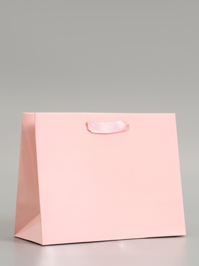 Пакет подарочный ламинированный горизонтальный «Розовый», MS 23×18×10 см