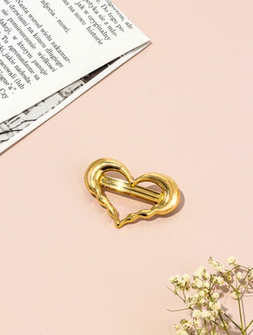 Заколка - автомат для волос QF «Биатрикс» сердце, 6.5 см, золото