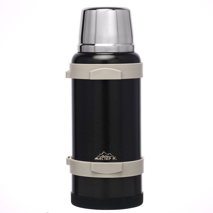УЦЕНКА Термос Мастер К Volume, 3.2 л, с ситечком, с двумя кружками, сохраняет тепло 72 ч, нержавеющая сталь, чёрный - Фото 1