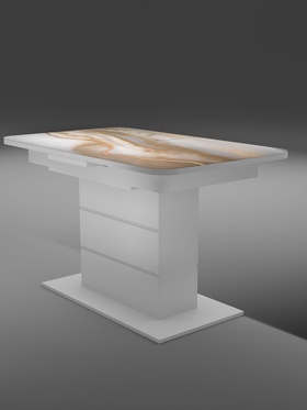 Стол кухонный раздвижной «Шамбор», 1240(1540)×750×760 мм, цвет белый/белый глянец Н119