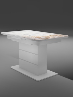 Стол кухонный раздвижной «Шамбор», 1240(1540)×750×760 мм, цвет белый/белый глянец Н069