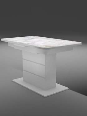 Стол кухонный раздвижной «Шамбор», 1240(1540)×750×760 мм, цвет белый/белый глянец Н126