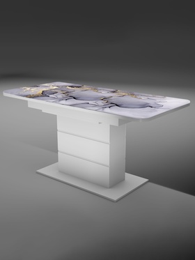 Стол кухонный раздвижной «Шамбор», 1240(1540)×750×760 мм, цвет белый/белый глянец Н036