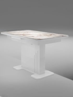 Стол кухонный раздвижной «Вавилон», 1240(1540)×750×760 мм, цвет белый/белый глянец Н091