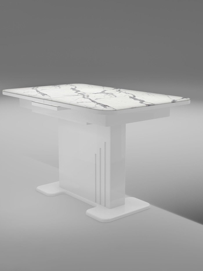 Стол кухонный раздвижной «Вавилон», 1240(1540)×750×760 мм, цвет белый/белый глянец Н092