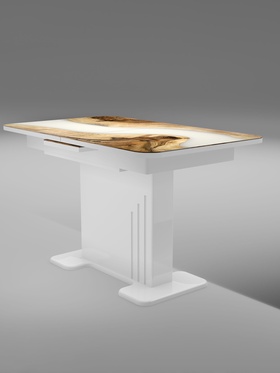 Стол кухонный раздвижной «Вавилон», 1240(1540)×750×760 мм, цвет белый/белый глянец Н123