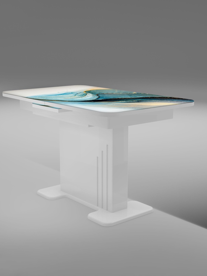 Стол кухонный раздвижной «Вавилон», 1240(1540)×750×760 мм, цвет белый/белый глянец Н110