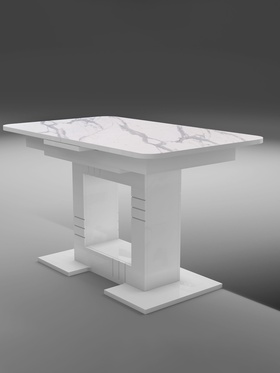 Стол кухонный раздвижной «Триумф», 1240(1540)×750×760 мм, цвет белый/белый глянец