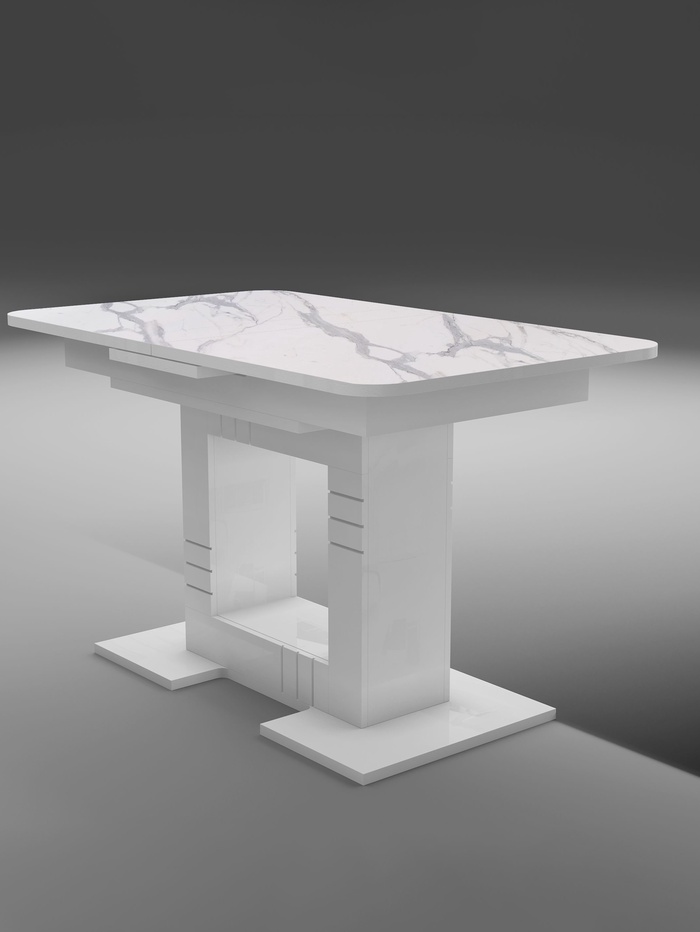 Стол кухонный раздвижной «Триумф», 1240(1540)×750×760 мм, цвет белый/белый глянец