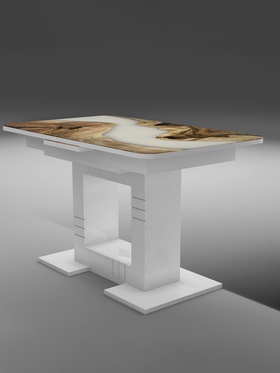 Стол кухонный раздвижной «Триумф», 1240(1540)×750×760 мм, цвет белый/белый глянец Н123