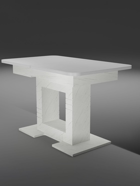 Стол кухонный раздвижной «Триумф», 1240(1540)×750×760 мм, цвет белый/мрамор белый