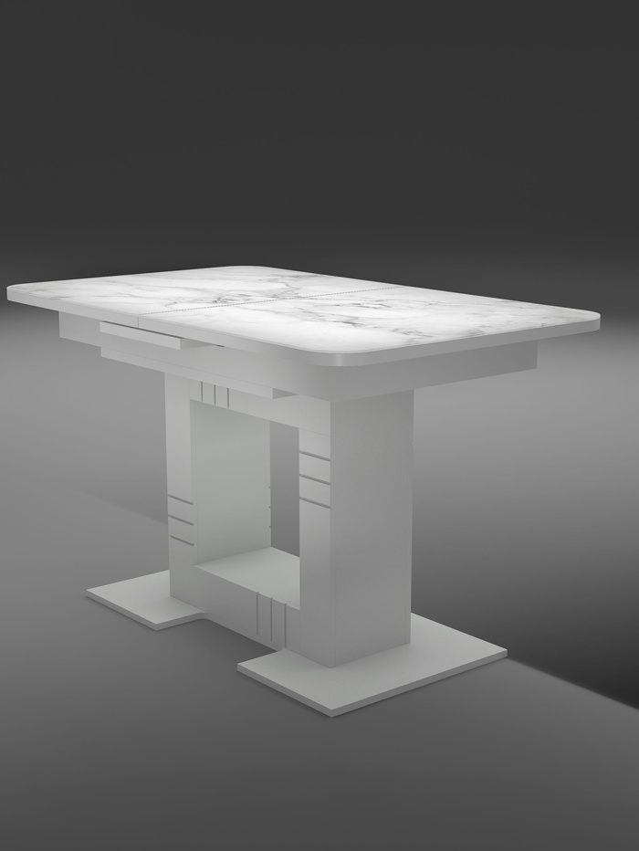 Стол кухонный раздвижной Триумф 1240(1540)х750 столешница стекло, цвет белый глянец Н071 - Фото 1