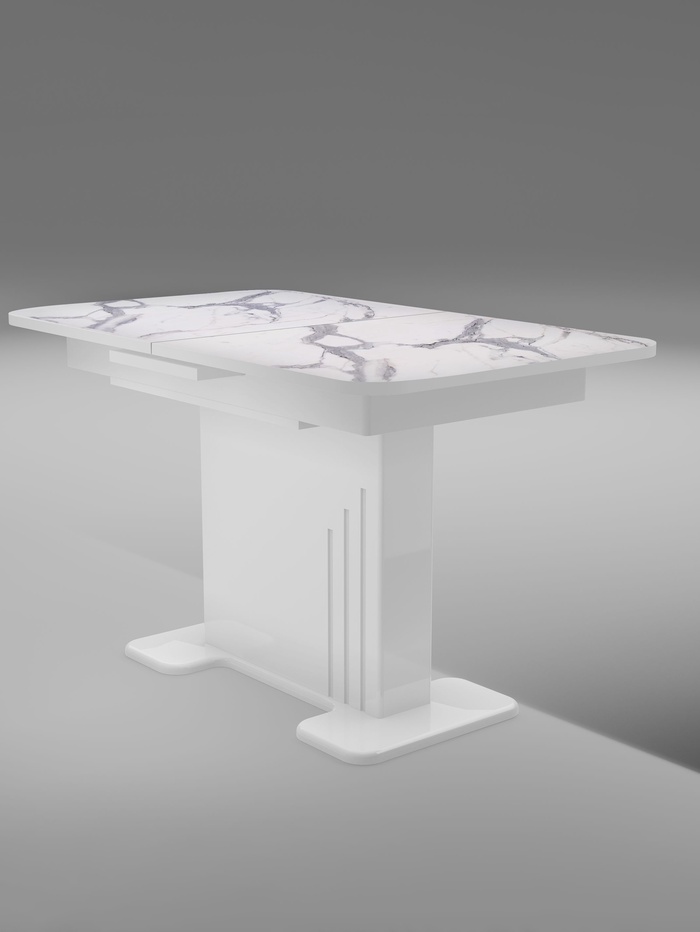 Стол кухонный раздвижной Мерлион 1240(1540)х750 столешница пластик, цвет графит софт/мрамор белый - Фото 1