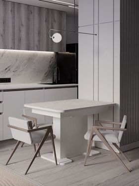 Стол кухонный раздвижной «Мерлион», 1240(1540)×750×760 мм, цвет белый софт/королевский опал