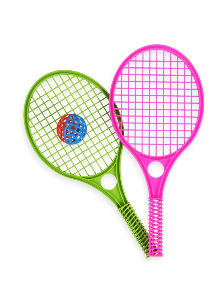 УЦЕНКА Бадминтон детский, 2 ракетки - 41.2×18.6 см, 1 мяч - d=5.5 см, МИКС - Фото 1