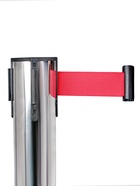 УЦЕНКА Стойка ограждения сер с вытяжной лентой-280см КРАСНАЯ,высота-90см,d- 6см,напольный d-32см 1 - Фото 4