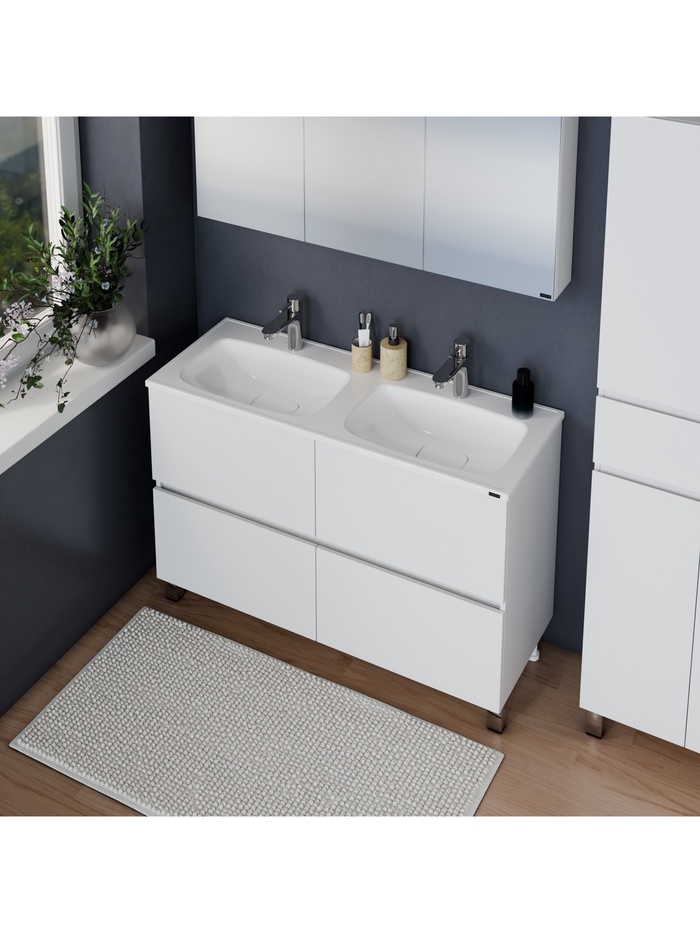 Тумба напольная «Марс 120», под раковину «Венера 120» , 4 ящика, цвет белый