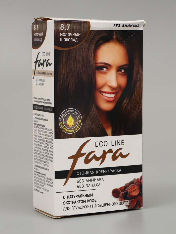 УЦЕНКА Краска для волос FARA Eco Line 8.7 молочный шоколад, 125 г - Фото 1