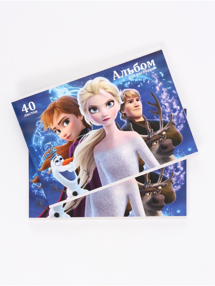 Альбом для рисования на скрепке, А4, 40 листов, 2 штуки, «Холодное сердце»