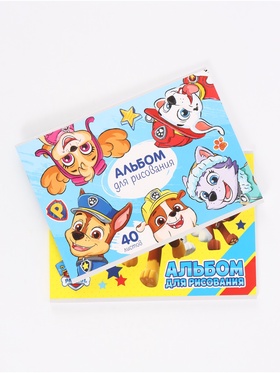 Альбом для рисования на скрепке, А4, 40 листов, 2 штуки, «Щенячий патруль»