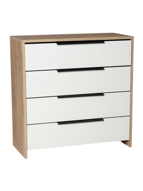 Комод 4 ящика, 750х333х750, Белый/Дуб