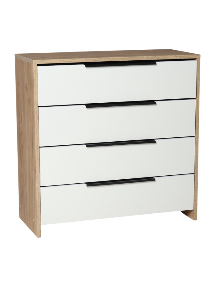 Комод 4 ящика, 750х333х750, Белый/Дуб