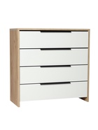 Комод 4 ящика, 750х333х750, Белый/Дуб - фото 809625996