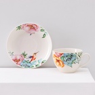 УЦЕНКА Сервиз чайный Доляна «Пташка», 12 предметов: 6 чашек 280 мл, 6 блюдец d=15 см, фарфор, белый - Фото 4