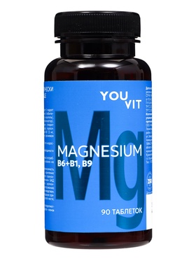 Магний B6 + B1, B9, YOUVIT, поддержка нервной системы и энергии, 90 таблеток