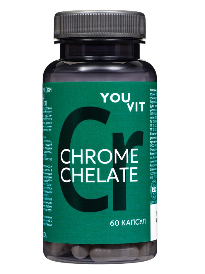 Хром хелат (пиколинат), YOUVIT, контроль уровня сахара и поддержка обмена веществ, 60 таблеток
