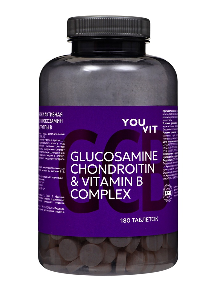 Комплекс глюкозамин + хондроитин + витамины группы В, 180 таблеток