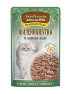 Влажный корм для кошек «Деревенские лакомства», филейная утка в нежном желе, пауч, 70 г (12 шт) - фото 809626095