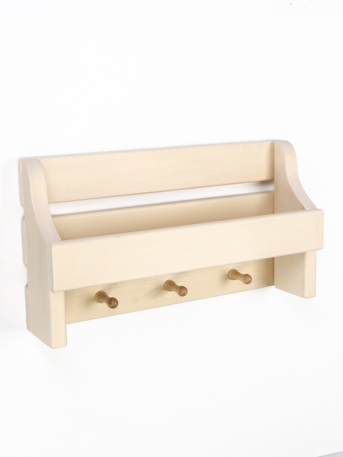 Полка-вешалка для бани и сауны «Универсальная», 50×12×27 см, деревянная, 3 крючка