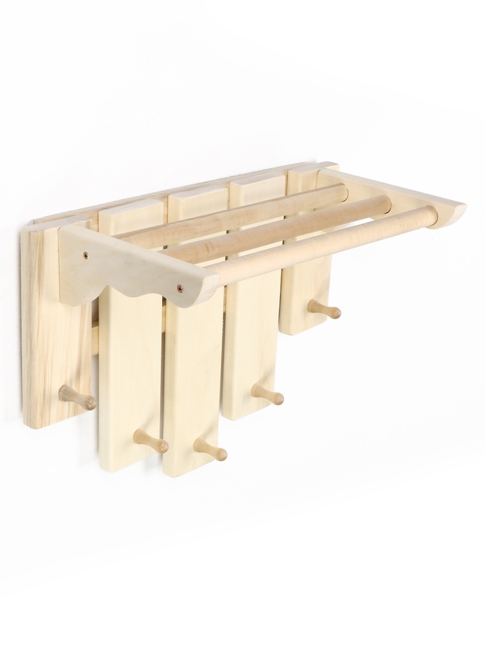 Полка - вешалка 5 крючков 55х39х27 см